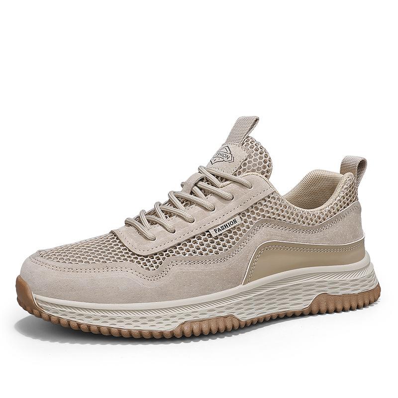 Men's shoes 2025 summer breathable mesh hollow deodorant sports shoes men's mesh comfortable soft sole casual running shoes