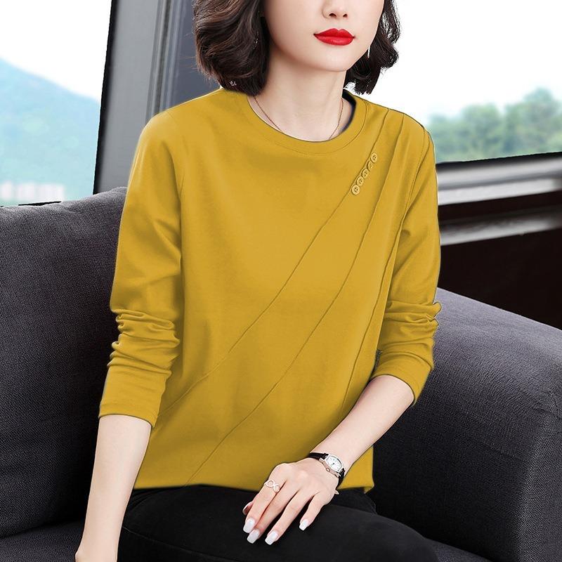 Round Neck Long Sleeve Spring and Autumn New Loose Bottoming Shirt Fashionable Red Top