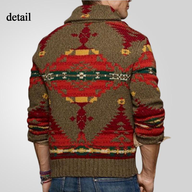 Herren-Pullover mit langen Ärmeln und Schalkragen, lockere Passform, lässig, weich, warm, grob gestrickt, Herbst/Winter, V-Ausschnitt, Strickoberteile, Pullover für Männer