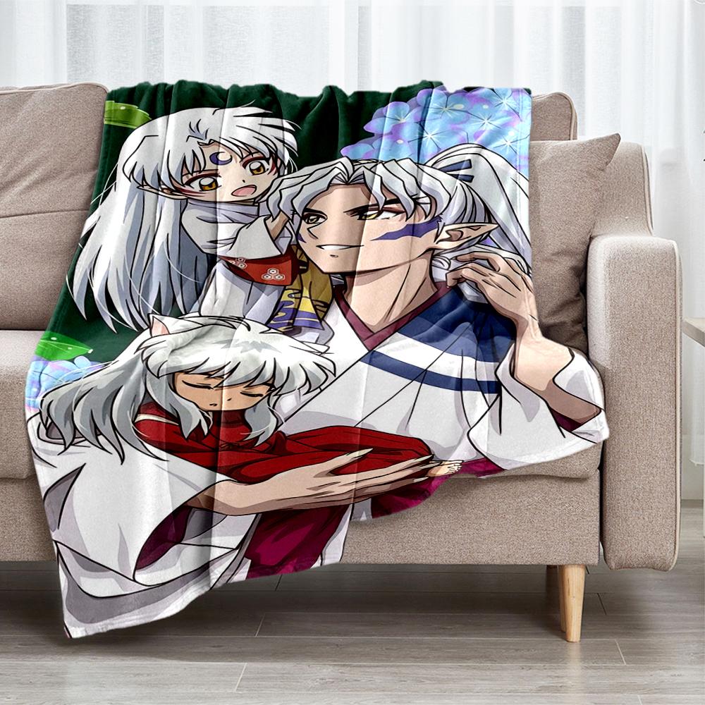 Inuyasha Theme Printed Blanket - Perfect for Couch, Bed, Travel & Outdoor Use | Machine Washable, Cozy & Durable.