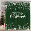Merry Christmas Shower Curtain Black Holly Pine Leaves Snowflake Xmas Balls Winter Fabric for Bathroom Decor Bathtub with Hooks