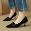 Fashion NEW Spring/Autumn Women Pumps Sheep Suede Leather Shoes Women Pointed Toe Thin Heel Shoes Shallow Stiletto Heels Tassels Shoes