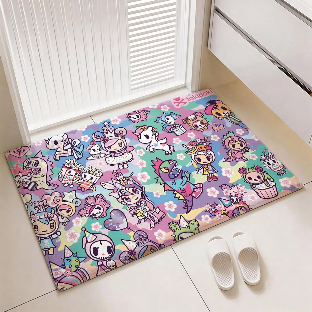Kawaii Lifestyle Brand T-tokidokis Floor Mat Soft Thickened Flannel Door Mat Non-Slip Living Room Rug Home Decor