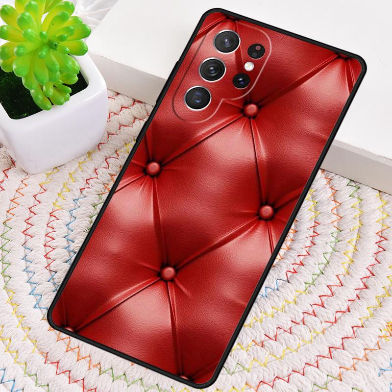 Red Leather Pattern design Phone Case For Samsung Galaxy note 10 pro S26 S25 S24 S23 S22 Ultra Plus S21 FE S20 Shockproof Cover