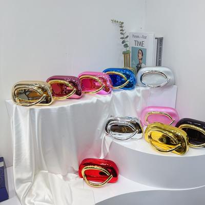 Trendige klassische runde Box-Clutch, Abendtasche, Acryltasche, Vintage-Metallgriff, Crossbody über einer Schulter