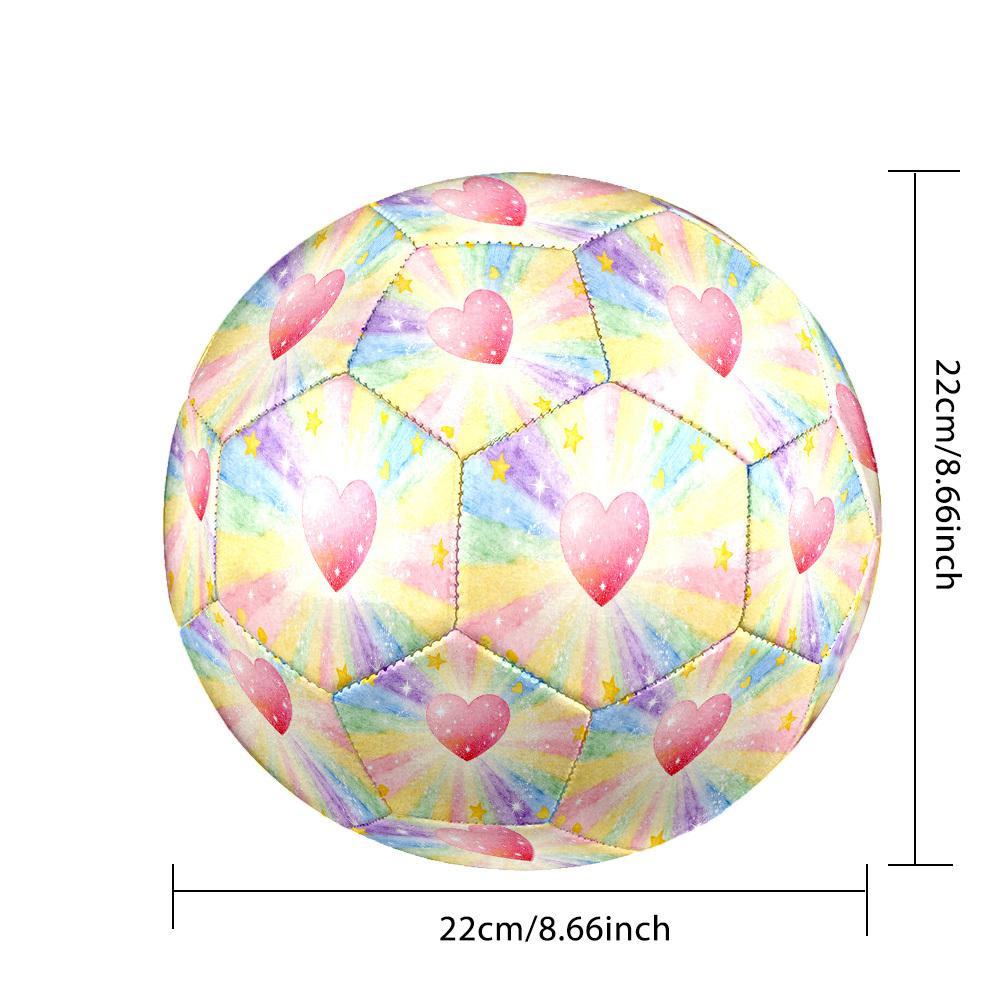 1pc Rainbow Heart Sparkle Theme Soccer Ball Football, Size 5, Lightweight PVC, Outdoor Training Soccer Ball,Gift j61432