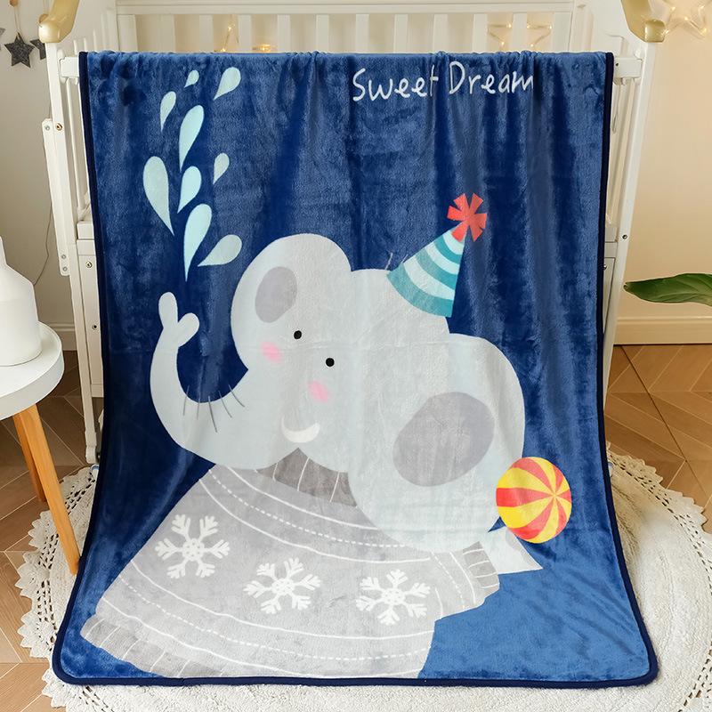 Cartoon Style Flannel Fleece Children's Blanket - Single Layer, All-Season, Small Nap Blanket with Edging