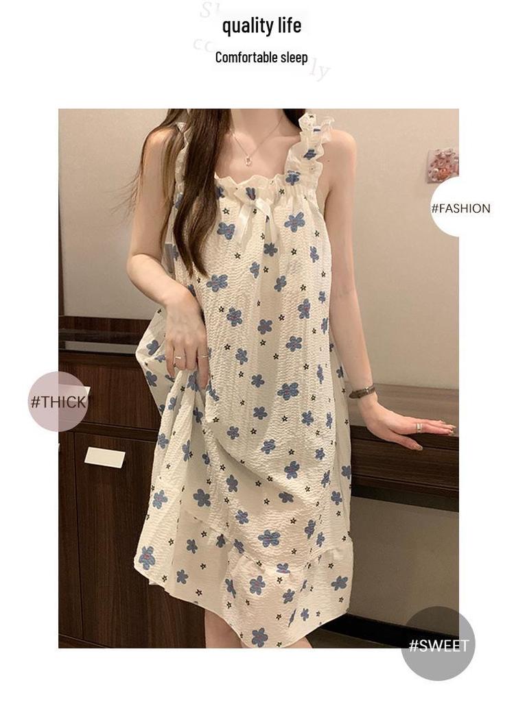 Süßes Mädchenhaftes Prinzessinnen-Nachthemd mit Brustpolstern - Lockerer Umstandssommerpyjama