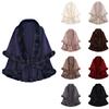 Women's Fashion Collar Double Layer Cashmere Imitation Cloak Shawl Large Knitted Cardigan