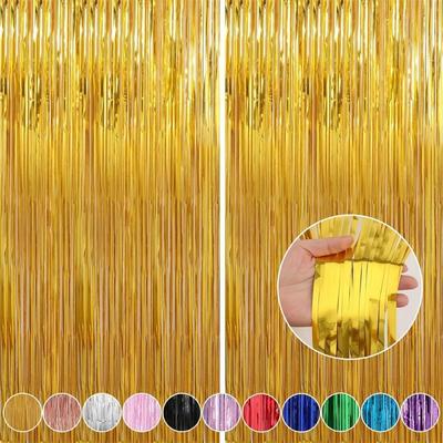 2/1Pack Party Background Wedding Decoration Foil Fringe Curtain Sequin Bachelorette Photo Backdrop Wall Curtain Birthday Gifts