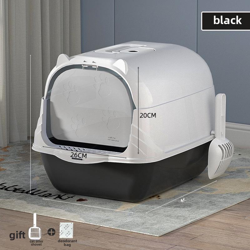 

Очень большой закрытый кошачий туалет с брызгозащищенной съемной крышкой и совком. Cat Litter Pan