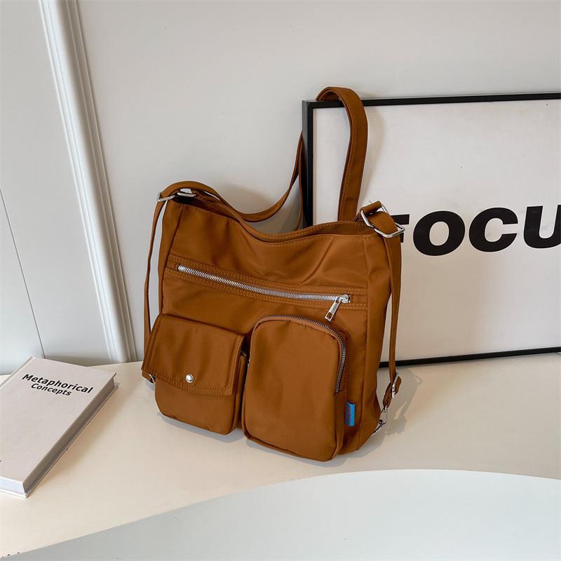 Large Capacity Korean Style Shoulder Bag 2024 New Trendy Canvas Tote Bag Urban Minimalist Design коричневый