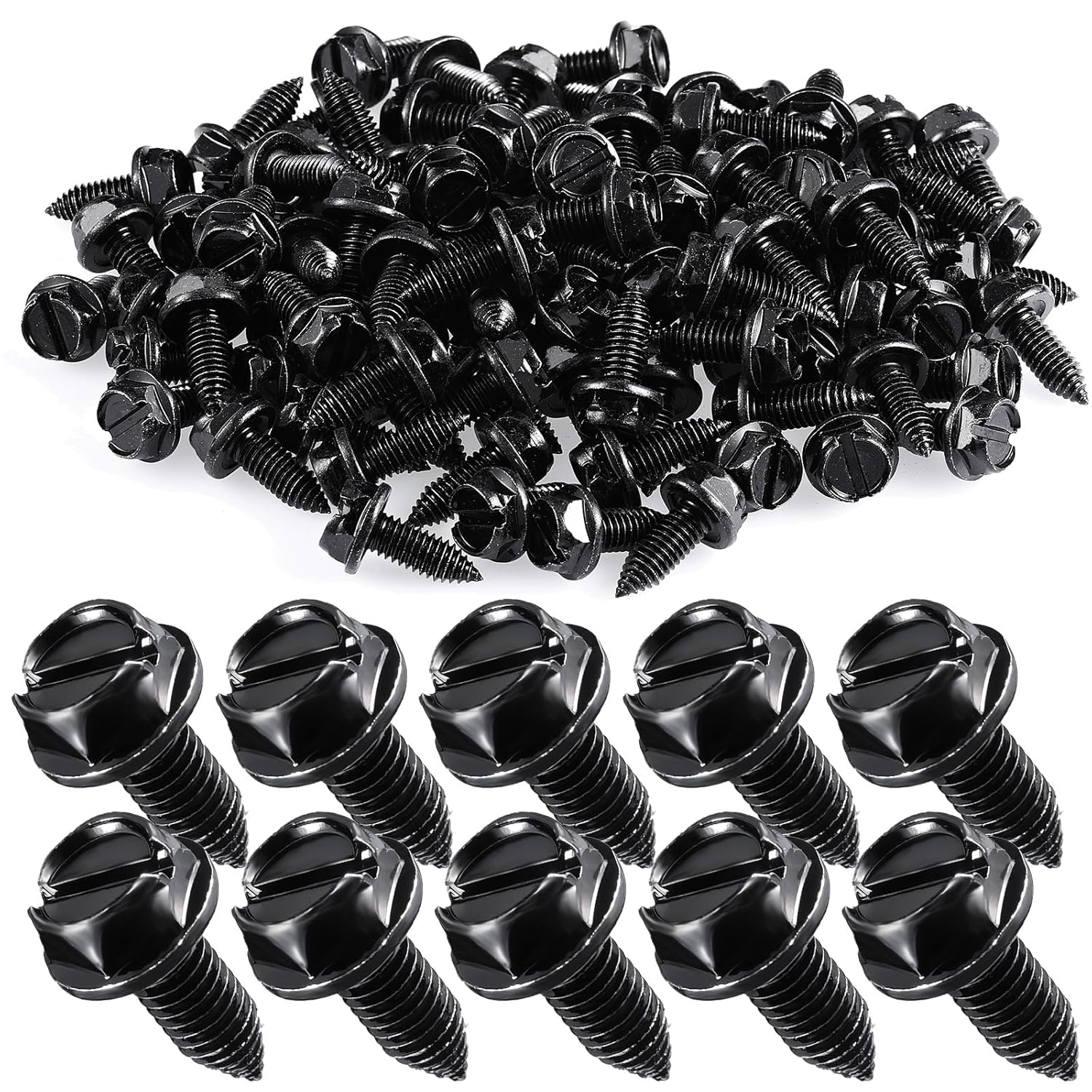Tandefio 100 Pcs License Plate Screws Bulk 6Mm X 16Mm Slotted Metric Hex Head Screws For Front And Back License Plate On Car Rustproof Bolts