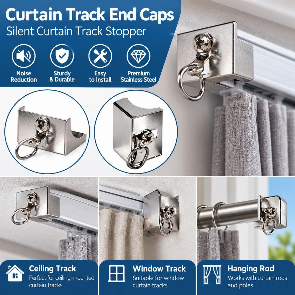10pcs Metal Curtain Rod End Caps Quiet Track End Stop Curtain Rail Stop  Curtain Rod Accessories