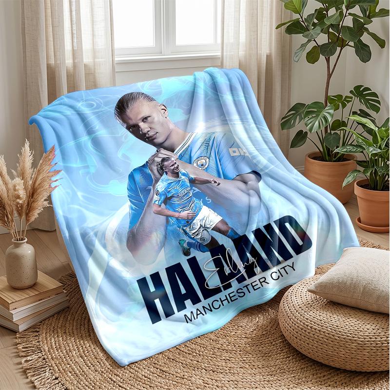 Erling Haaland Theme Blanket Soft Flannel Blanket Plush Throw Blanket Cozy Sofa Bed Blanket for Home Decor