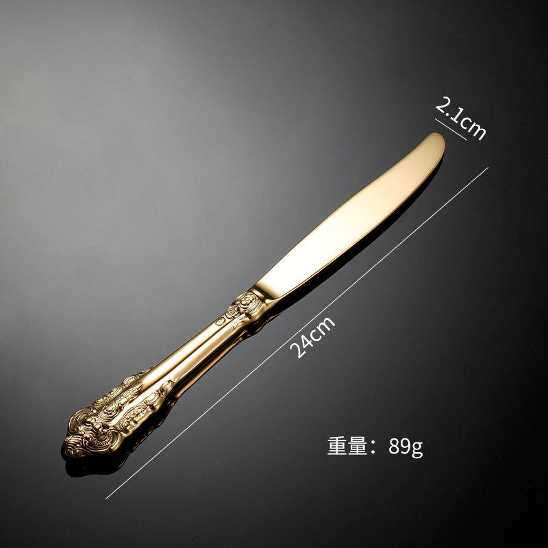 304 stainless steel knife, fork and spoon golden court steak western tableware soup more hotel gift four-piece set