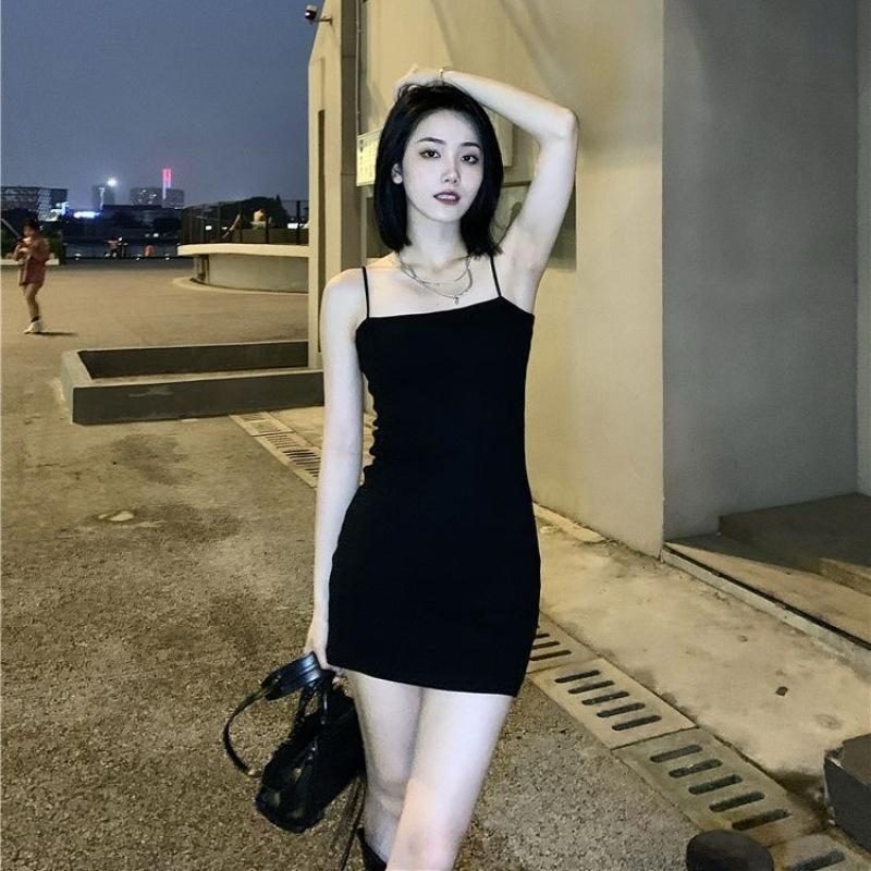 Fashionable Pure and Alluring Design Slip Dress for Women, Summer Sexy Off-shoulder Tight Slimming Versatile Pencil Skirt
