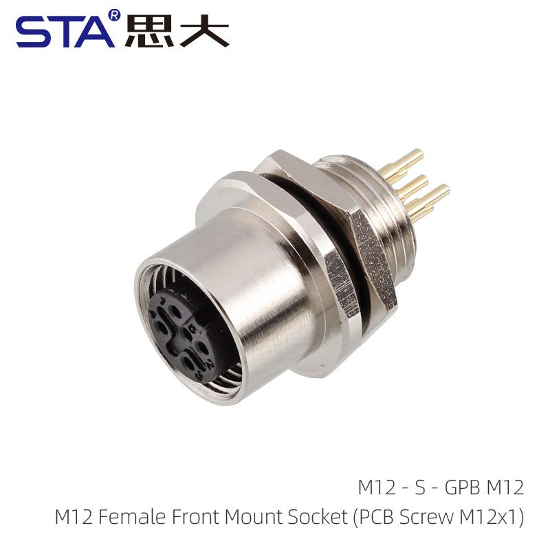 IP67 Straight M12 Connector Male Female a B C D Code 2 3 4 5 6 8 12 17Pin Front Mount M12 PCB Socket