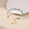 Handmade Turquoise Beaded Bracelet 18k Gold Plated Copper Tube Fashion Jewelry For Women