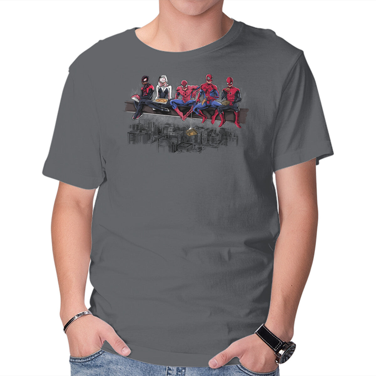 Unisex Crew Neck T-Shirt Spider Lunch Graphic Short Sleeve Casual Tee XXL