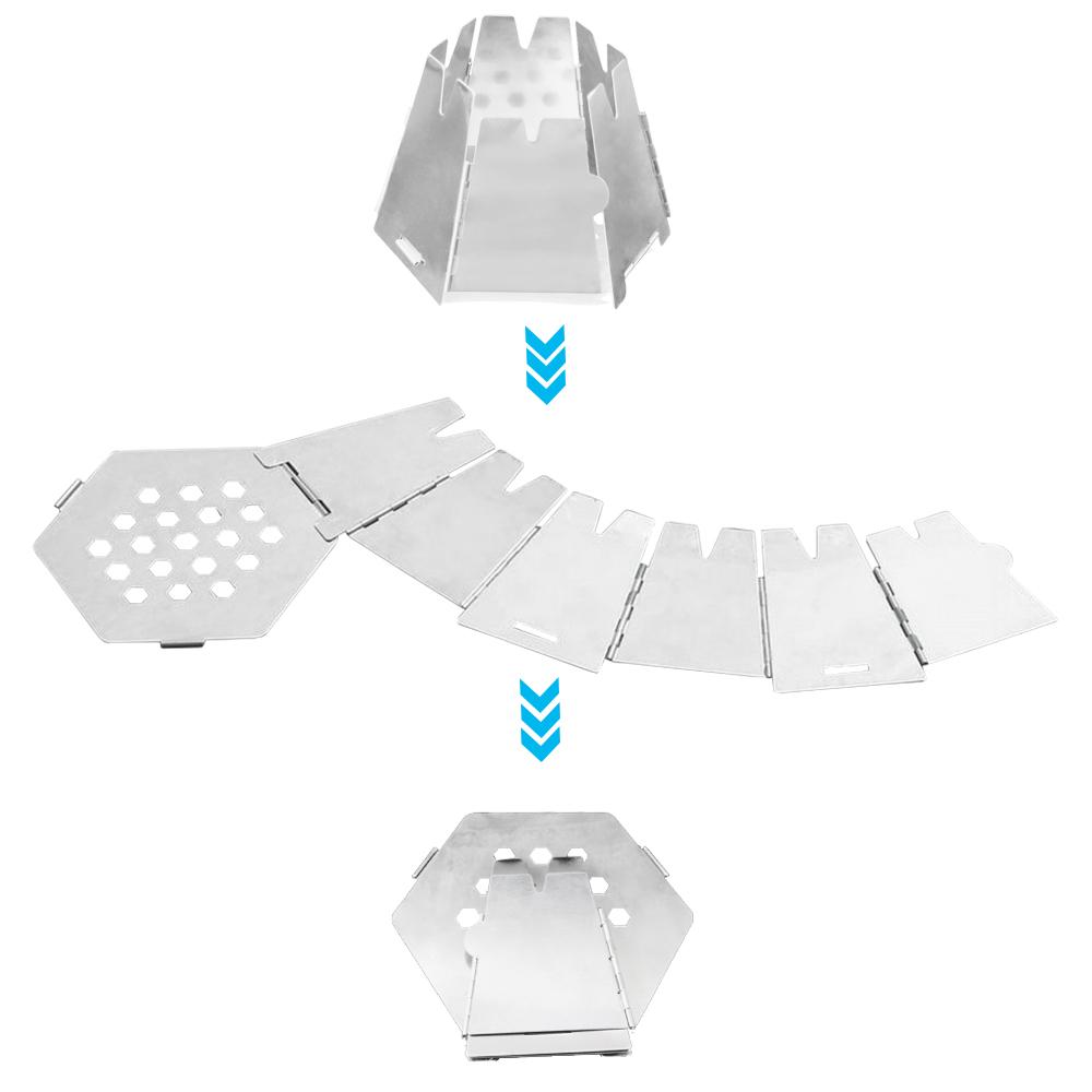Ultraleichter, zusammenklappbarer Holzofen aus Edelstahl mit Mini-Alkoholkocher für Camping, Angeln, Wandern