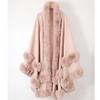 Chal de Punto con Cuello de Piel y Capa para Mujer - Versátil Cálido Bidireccional Otoño/Invierno