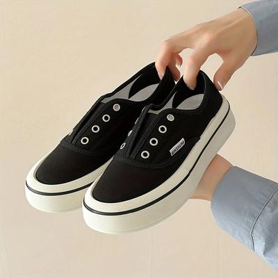 Atmungsaktive Canvas-Schuhe, Damen Instagram Trendy Super Heiß Koreanische Version Board Shoes, Zwei auf, Eins auf, Dicksohlige Fischer-Schuhe