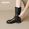 Augustine Martin boots women's 2025 new autumn British style short boots thick-soled medium tube Maillard western boots
