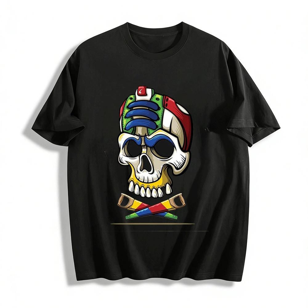 Sneaker Skull Print Street Style Casual Top For Trendsetters Pure cotton T-shirt XXS
