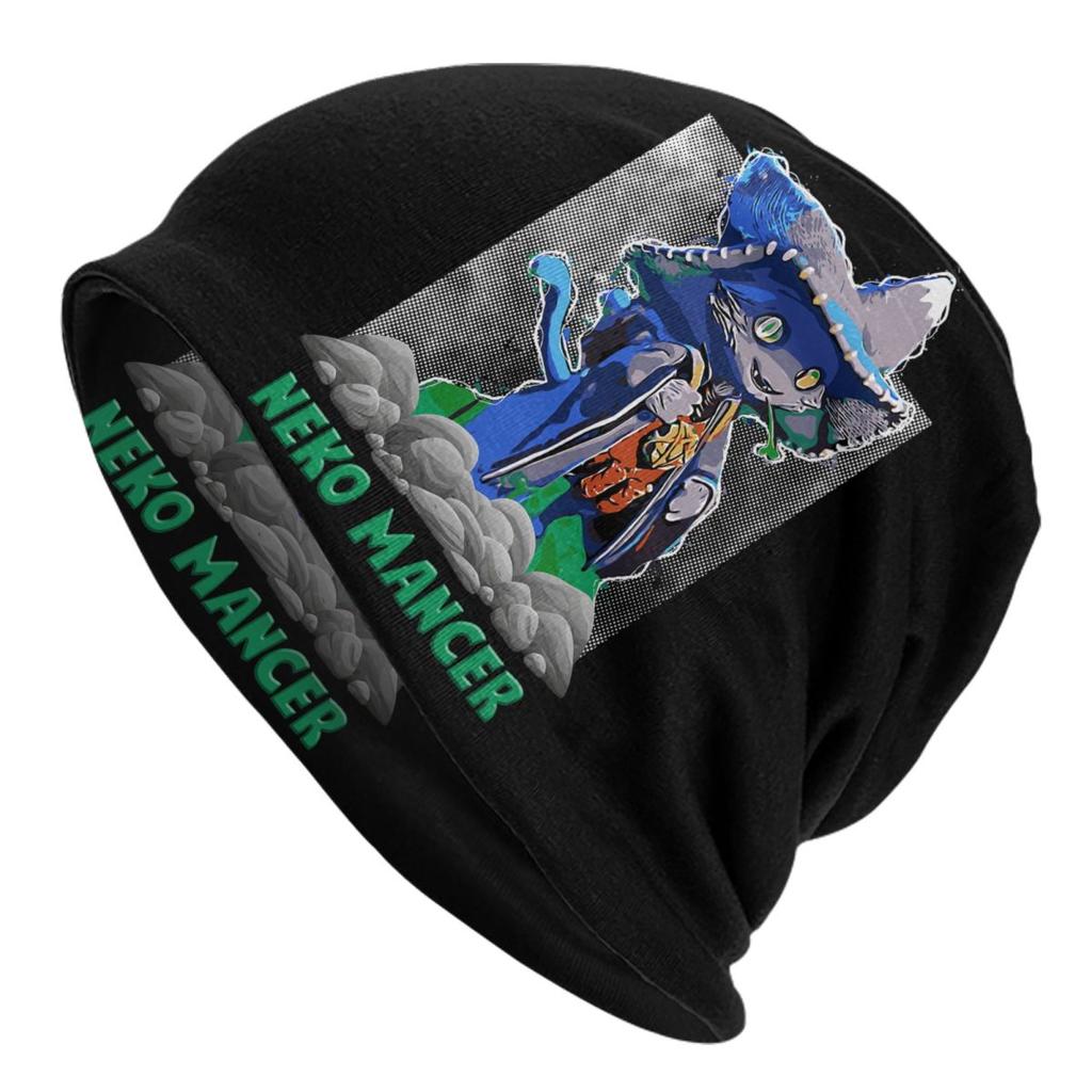 Nekomancer Cat Skullies Beanies Caps For Unisex Women Unisex Cool Winter Warm Knitted Hat Adult Satanic Gothic Witch Bonnet Hats