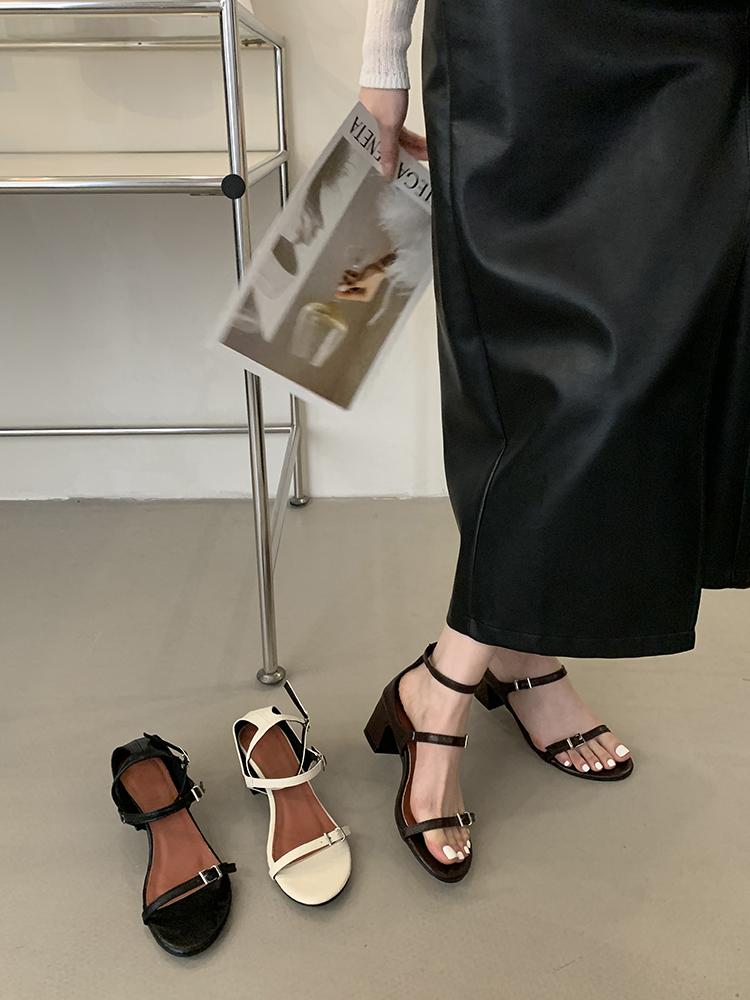 Women Sandals Ankle Strap Heeled Sandals Summer Gladiator Shoes Woman Chunky Heels for Women Open Toe Party Dress Sandal
