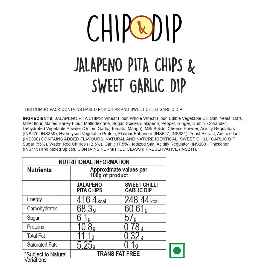 Jalapeno Chips with Sweet Chili Sauce (80 G), Jalapeno Pita Chips with Sweet Chilli Garlic Dip, Wingreens Farms