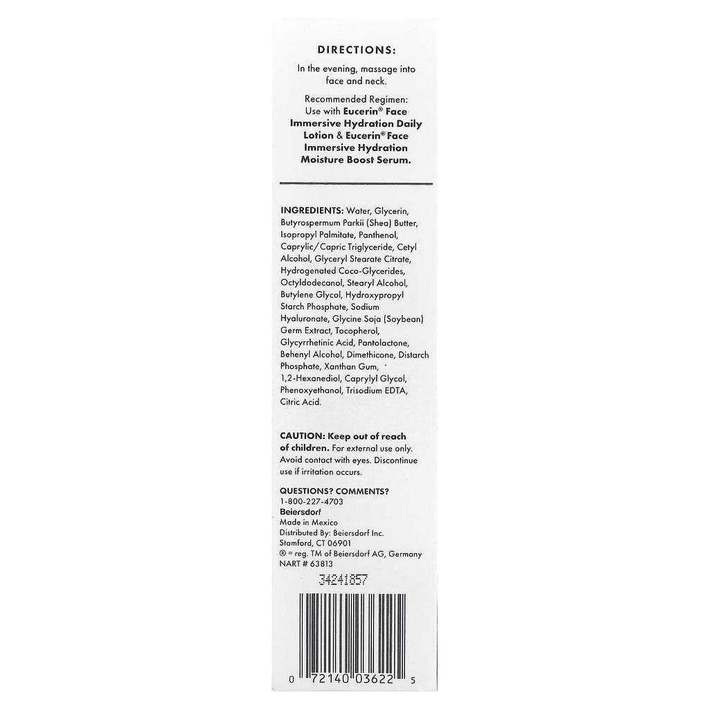 Face, Immersive Hydration Night Cream, Fragrance Free, 71G(2.5Oz)