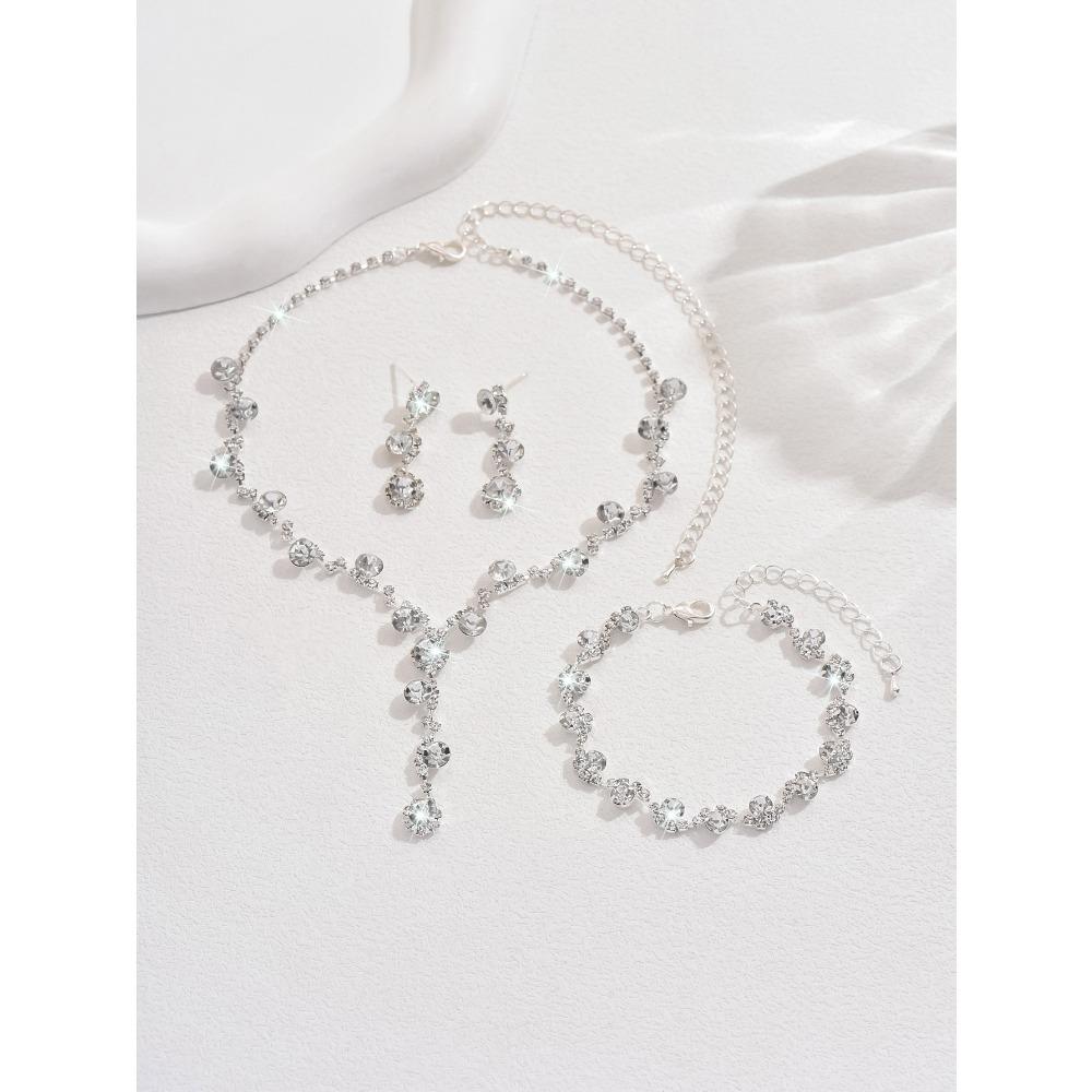 Prosty i Wykwintny Zestaw Trzyczęściowy Naszyjnik Łańcuszkowy z Pazurami Kolczyki Bransoletka Perłowy Łańcuszek Obojczykowy Dodatki do Sukni Wieczorowej