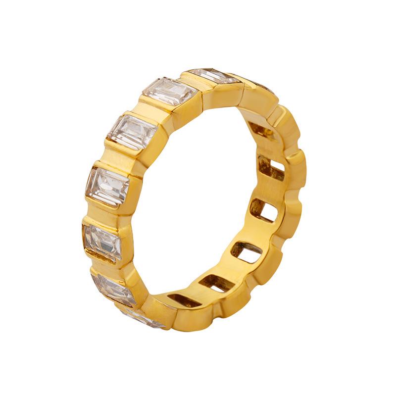 Trending Personalized Zircon Diamond Ring: Gold-Plated Titanium Steel Index Finger Jewelry, Unique and Non-Fading Design.