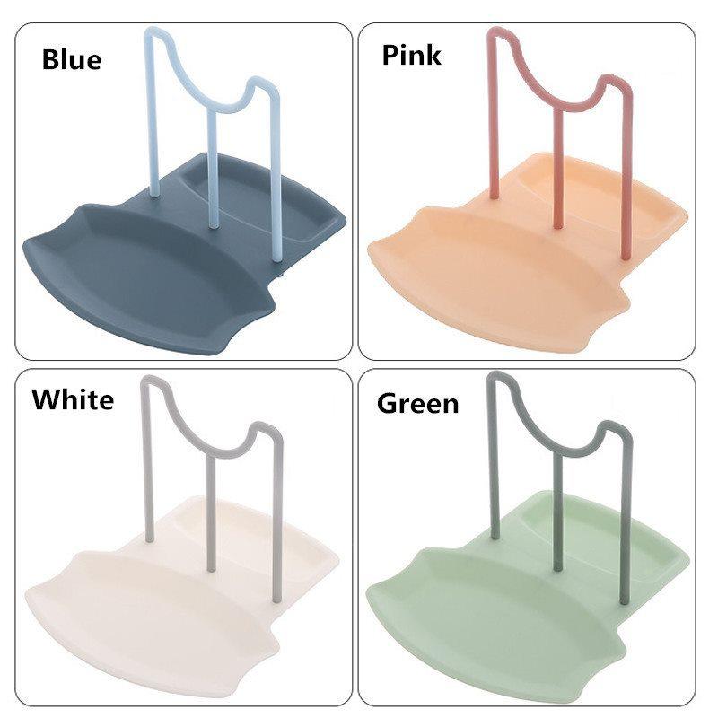 1Pc Kitchen Dish Pot Lid Storage Rack Countertop Punch-Free Spoons Holder Bracket