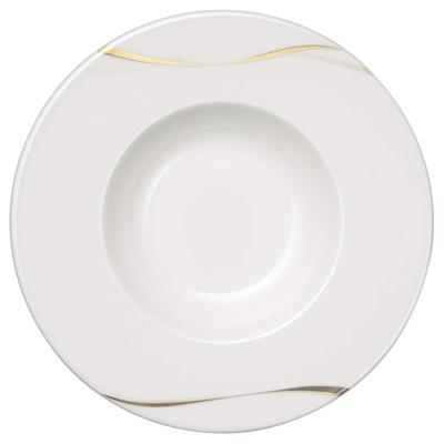 Gold and Silver Ribbon Plate, 25cm, Simple, Stylish, and Elegant, Wide Rim, Perfect for Soup or Pasta, Made In Japan, 50815-5239