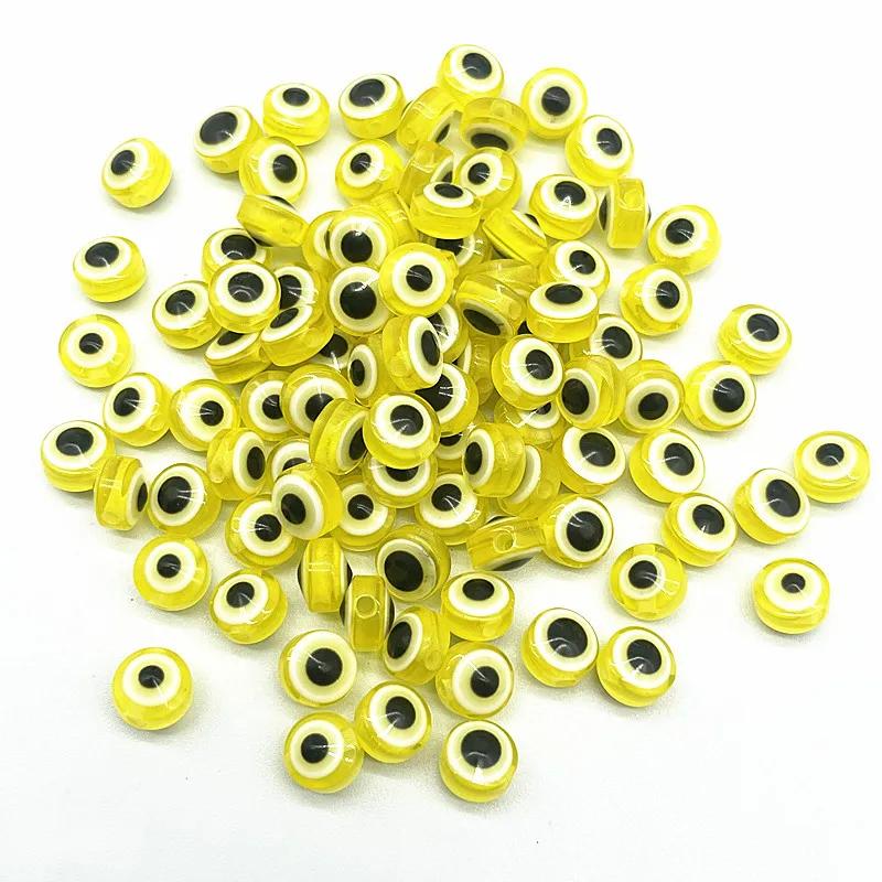 Z12 50pcs/lot 8mm Multicolored Charm Evil Eye Resin Spacer Bead Jewelry Making DIY Handmade Earring Bracelet Trend Accessories