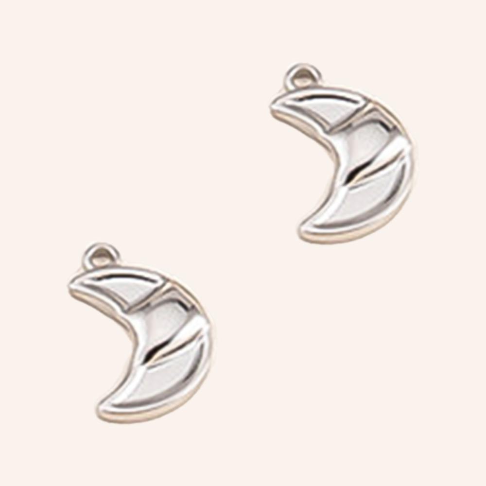 2pcs Stainless Steel Irregular Red Enamel Round Heart Star Design Pendant Necklace Earring Heart Charms Craft Jewelry Findings