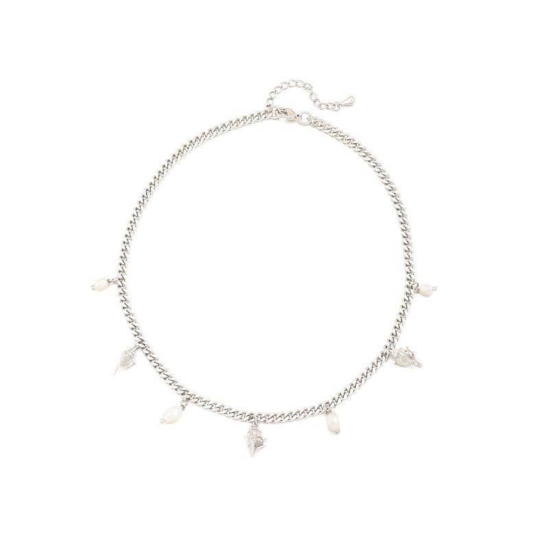 GEMCHIC Women s Original Design Seashell Pendant Necklace with Freshwater Pearls Fashion Light Luxury Clavicle Chain