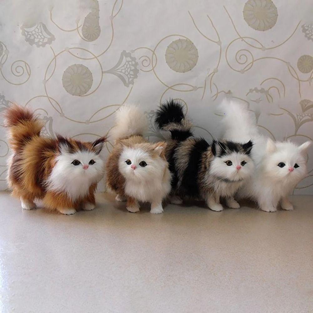 Animal Simulation Furry Hanging Cat 3D Eyes Lifelike Cat Plush Toy  Photo Props