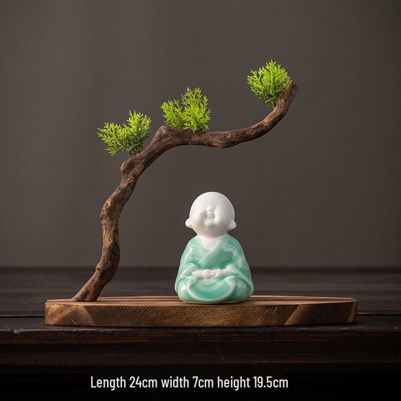 Solid Wood Root Carving Ornaments: Natural Zen Base for Home Decor