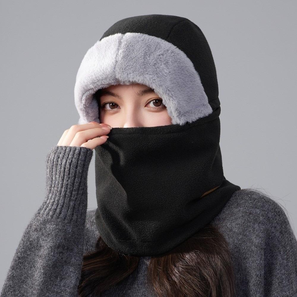 Zipper Detachable Scarf Mask Integrated Hat Warm Helmet Cap  for Outdoor Cycling Skiing