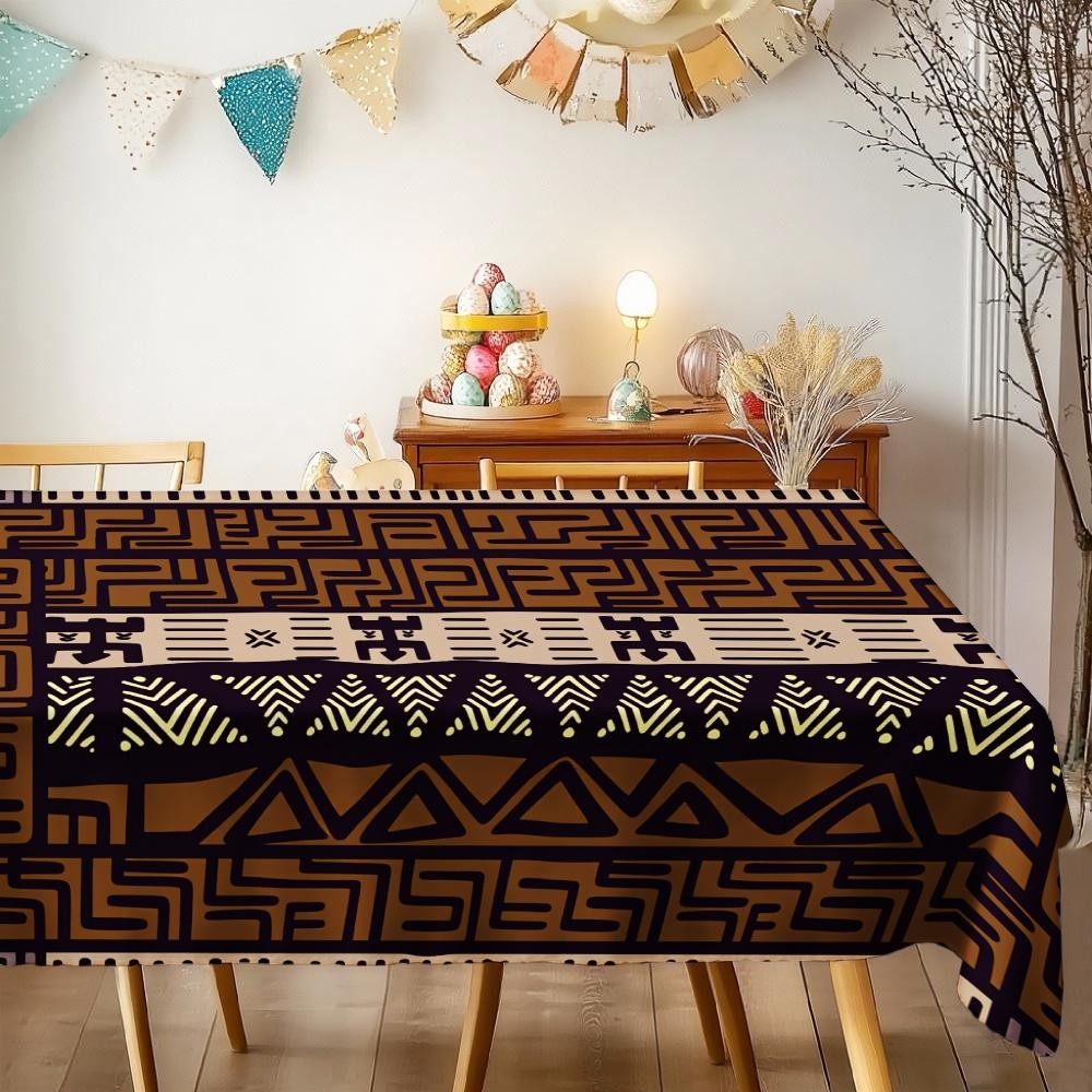 African Tribal Rectangle Table Cloth for Table Decor Kitchen Dining Waterproof Reusable Tablecloth for Tables Indoor Outdoor