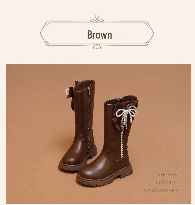 Wuma Winter 2025 Mädchen Langstiefel - Samt Perle, Baumwollleder