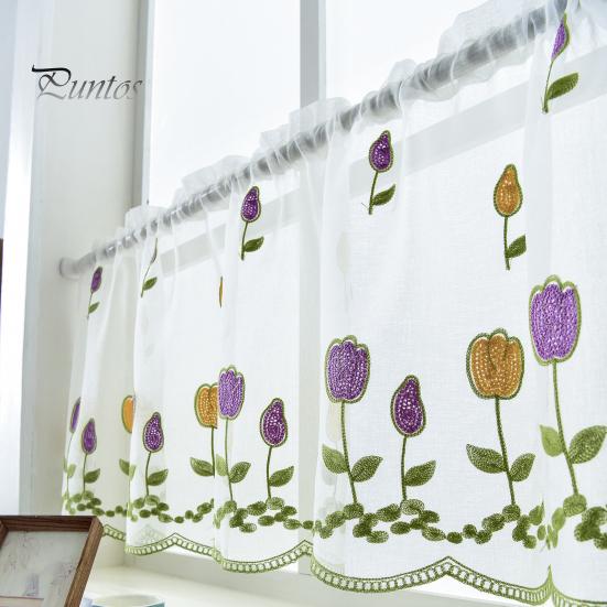 1 Sheet  Window Sheer Perforated Delicate Polyester Beautiful Embroidered Window Voile Curtain Household Supplies