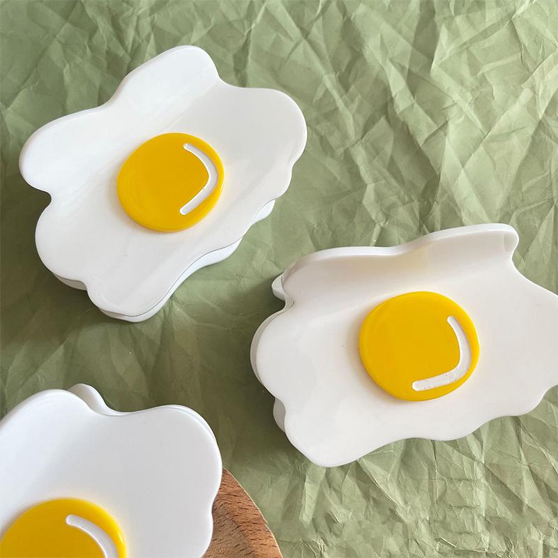Fun Creative Poached Egg Hair Claw Cute Acetate Claw Clip Headdress For Women Girls Egg Shape Hair Clip Hair Accessories Gift