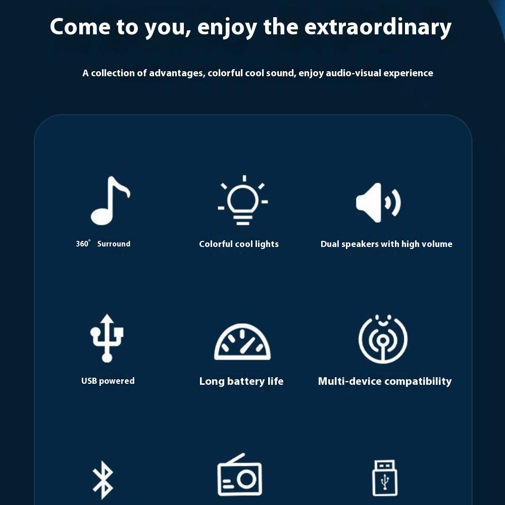 Marquee Luminous Mini Sound Blaster Audio Desktop Strip Portable Subwoofer High Power Bluetooth Speaker