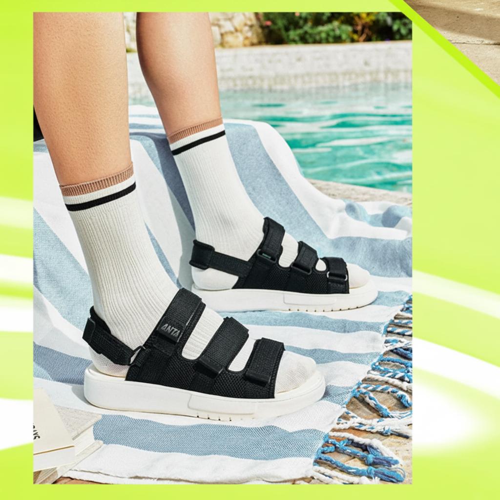 Anta Classic Casual Comfortable Beach Sandals Men Sandals Basic-Black 112638511-1