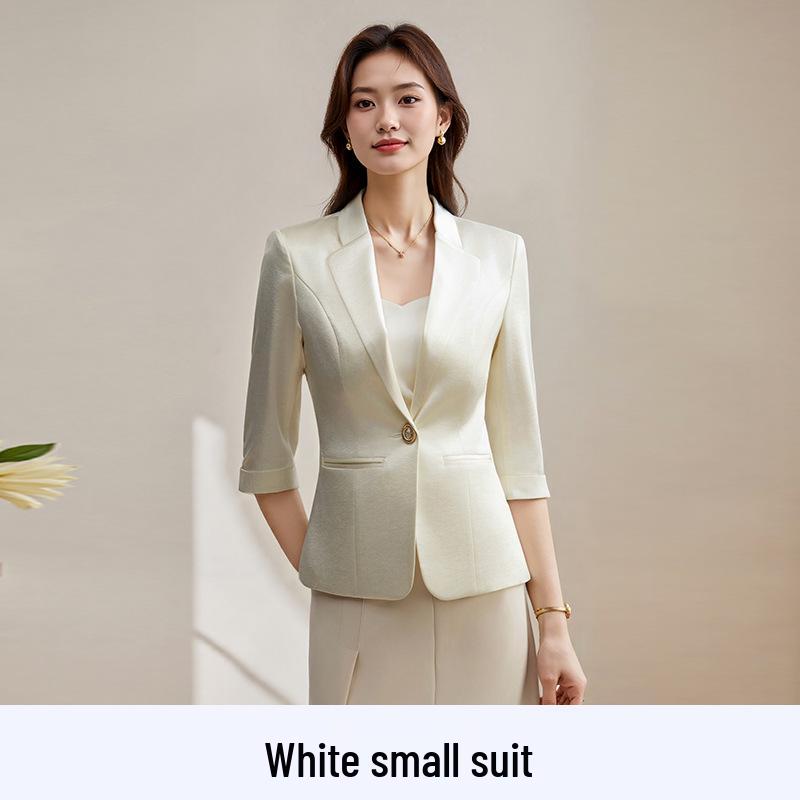 

Женский маленький повседневный блейзер 2025: Весенняя тонкая куртка с рукавом семь восьмых, высококлассная в корейском стиле XXL